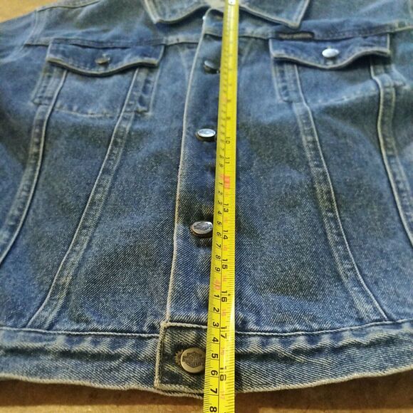Harley Davidson Womens Patch Logo Distressed Jean Jacket Size L 14/16 $285 NICE! - Picture 11 of 12